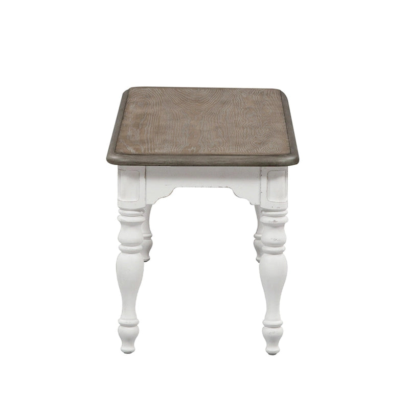 Ensemble table à pieds 6 pièces en écorce vieillie blanc antique, option 6