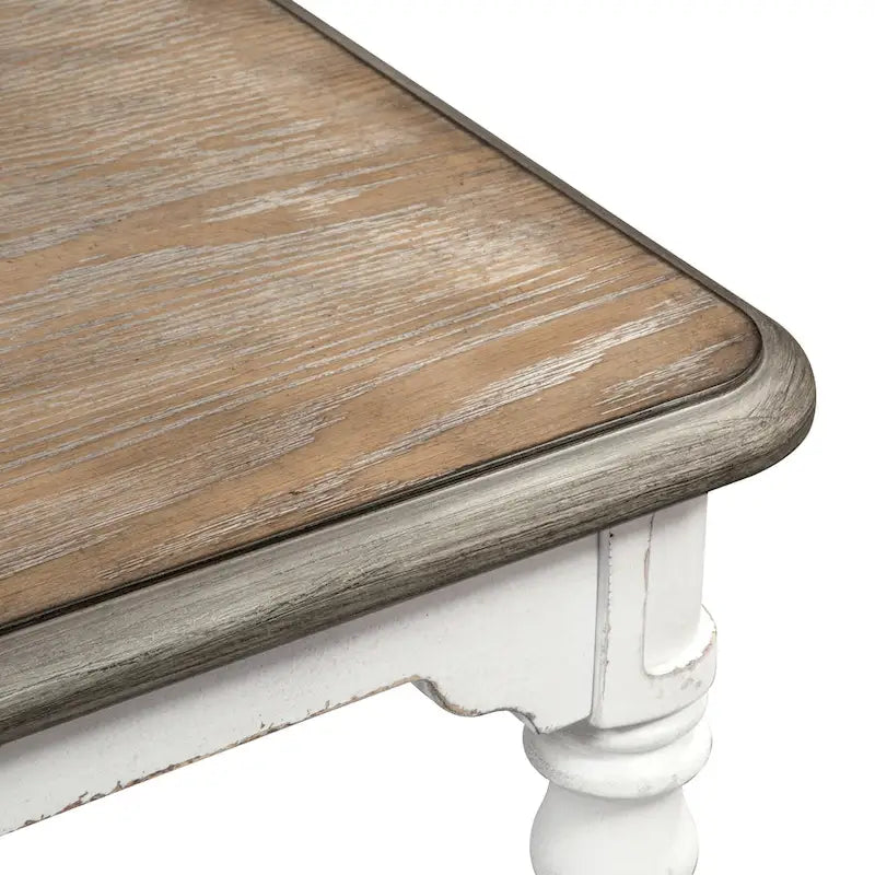 Ensemble table à pieds 6 pièces en écorce vieillie blanc antique, option 6
