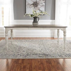 Ensemble table à pieds 6 pièces en écorce vieillie blanc antique, option 6