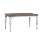 Ensemble table à pieds 6 pièces en écorce vieillie blanc antique, option 6