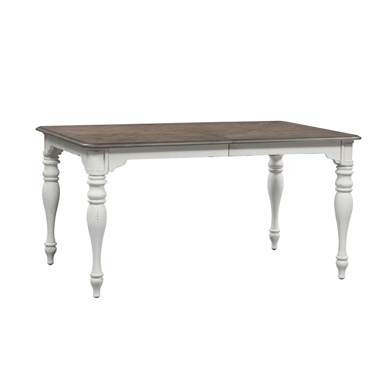 Ensemble table à pieds 6 pièces en écorce vieillie blanc antique, option 6