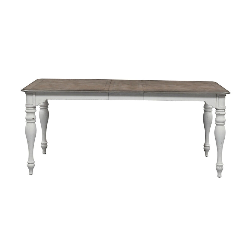 Ensemble table à pieds 6 pièces en écorce vieillie blanc antique, option 6