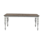 Ensemble table à pieds 6 pièces en écorce vieillie blanc antique, option 6