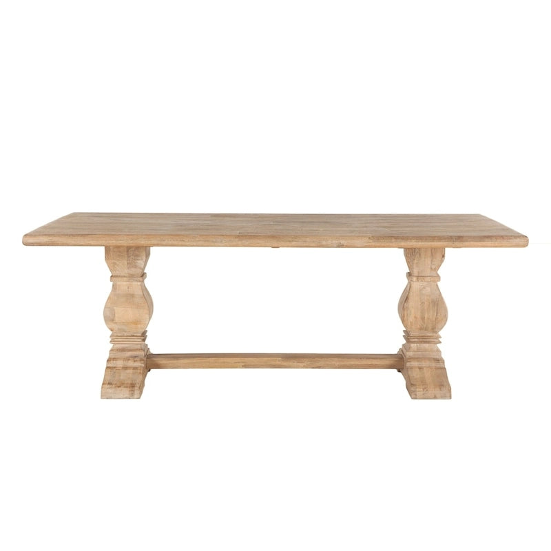 Table à manger rectangulaire en bois de manguier massif, finition chêne antique