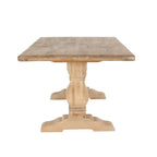Table à manger rectangulaire en bois de manguier massif, finition chêne antique