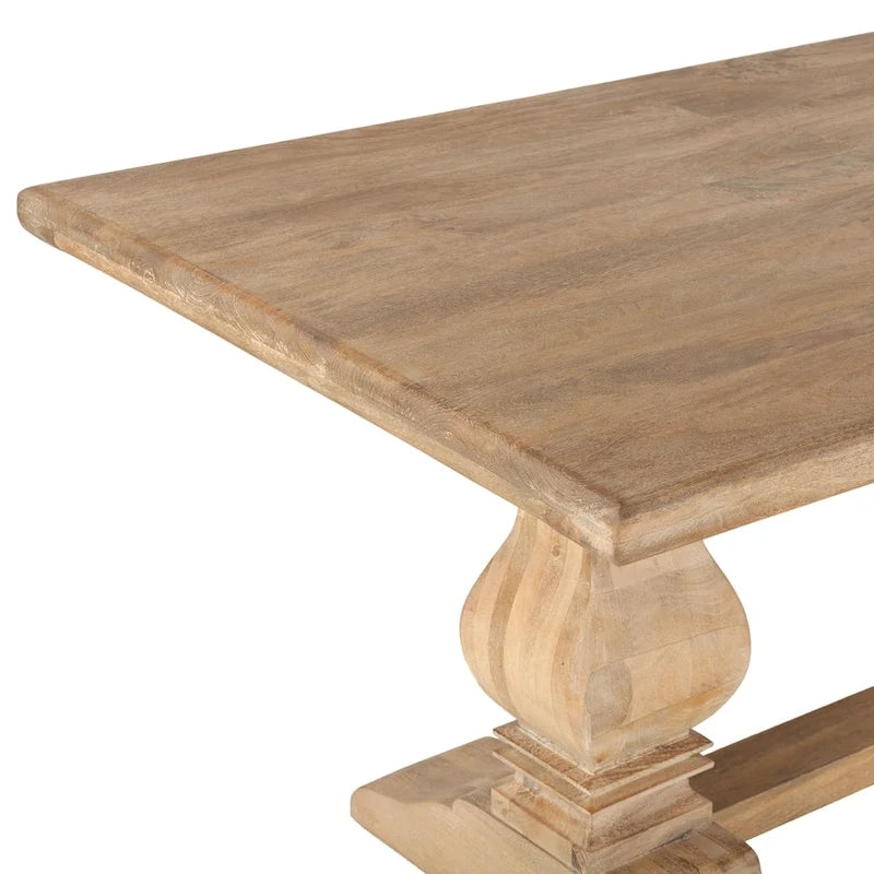 Table à manger rectangulaire en bois de manguier massif, finition chêne antique