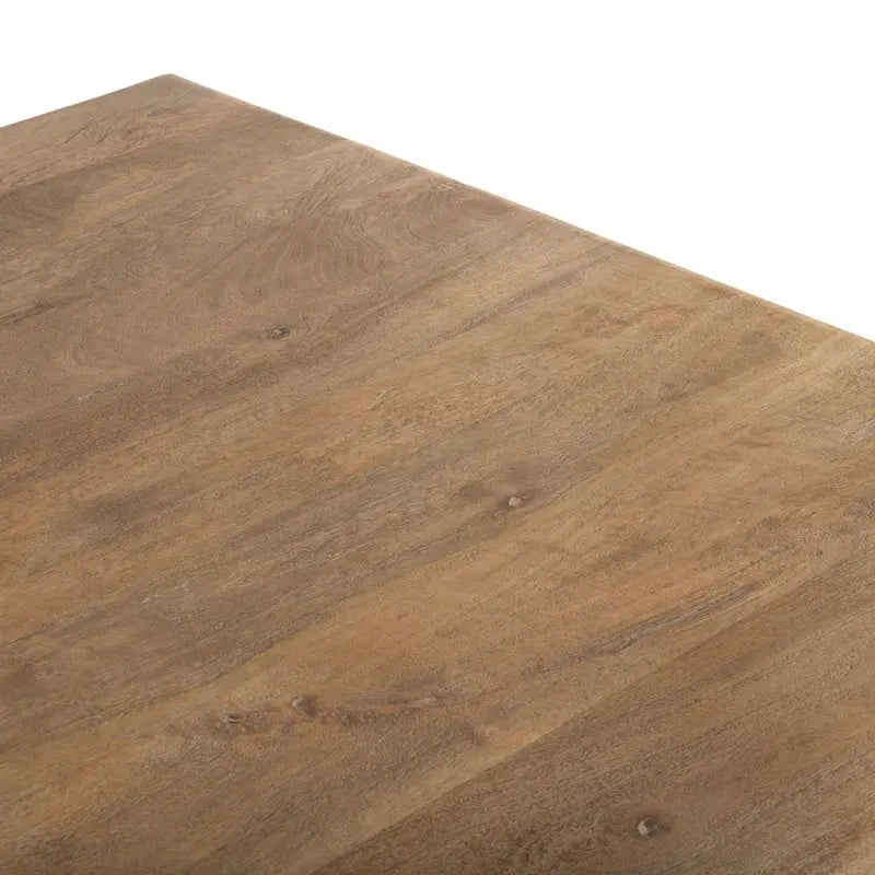 Table à manger rectangulaire en bois de manguier massif, finition chêne antique