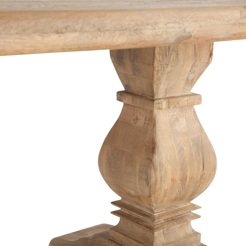 Table à manger rectangulaire en bois de manguier massif, finition chêne antique