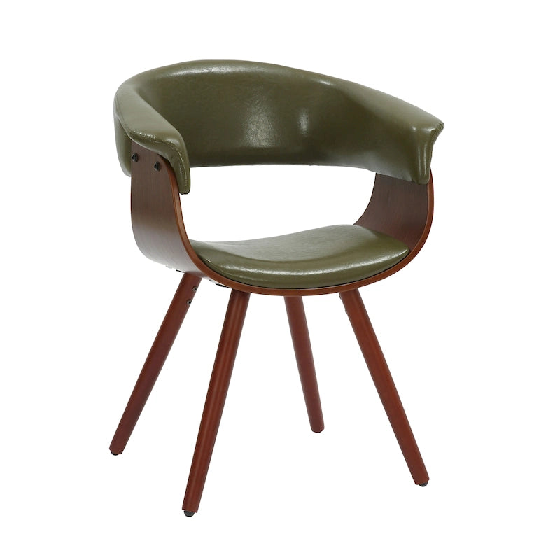 Chaise de salle à manger Zelda en similicuir d'inspiration mi-siècle avec pieds en bois