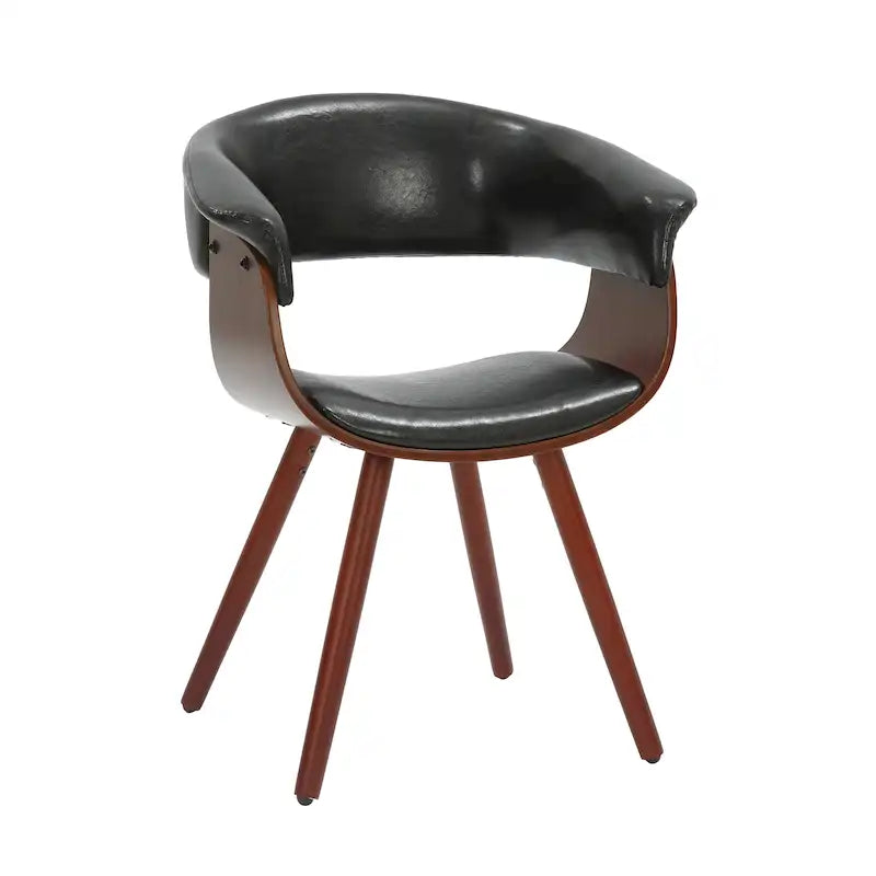 Chaise de salle à manger Zelda en similicuir d'inspiration mi-siècle avec pieds en bois