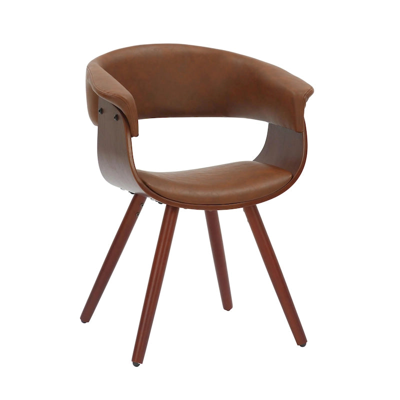 Chaise de salle à manger Zelda en similicuir d'inspiration mi-siècle avec pieds en bois