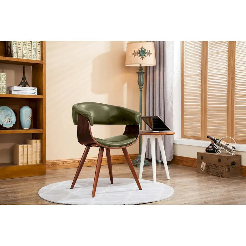 Chaise de salle à manger Zelda en similicuir d'inspiration mi-siècle avec pieds en bois