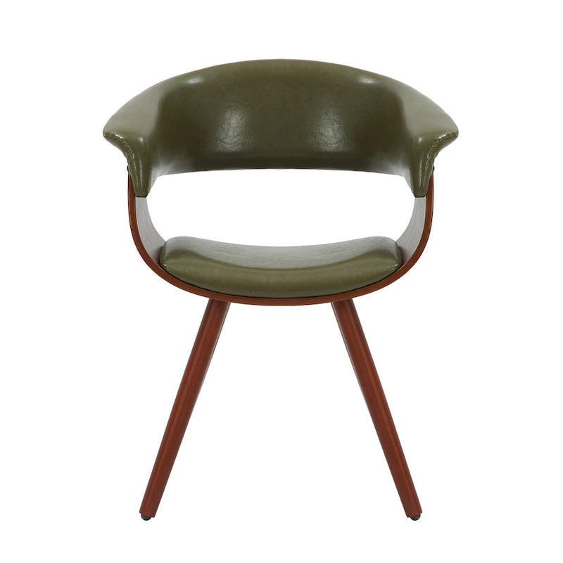 Chaise de salle à manger Zelda en similicuir d'inspiration mi-siècle avec pieds en bois