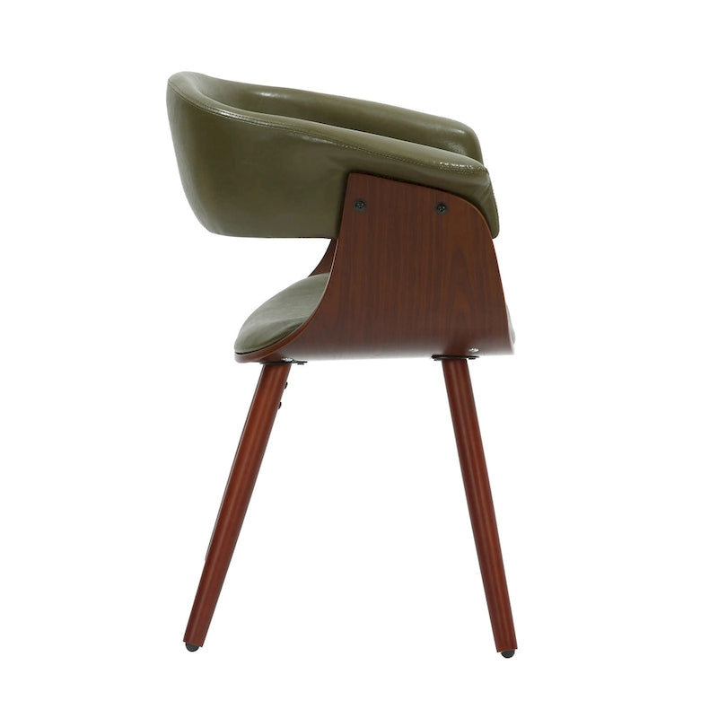 Chaise de salle à manger Zelda en similicuir d'inspiration mi-siècle avec pieds en bois