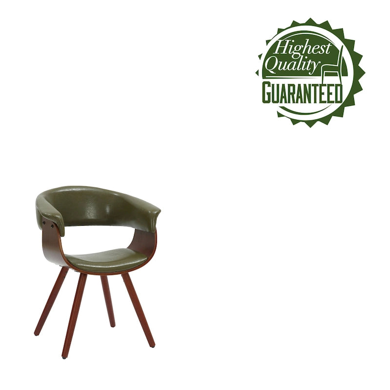 Chaise de salle à manger Zelda en similicuir d'inspiration mi-siècle avec pieds en bois
