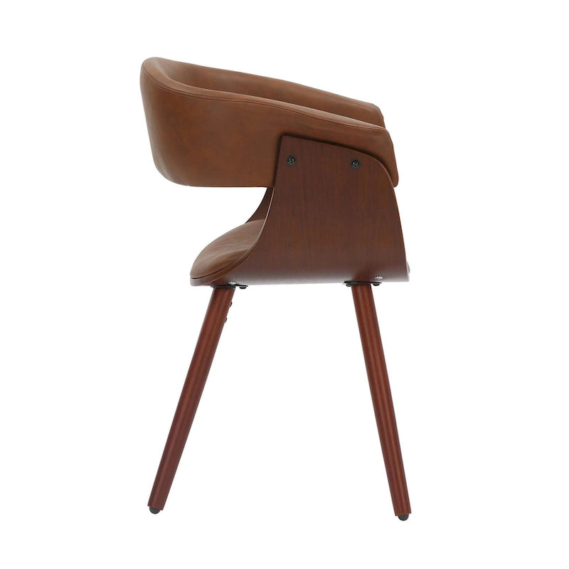 Chaise de salle à manger Zelda en similicuir d'inspiration mi-siècle avec pieds en bois