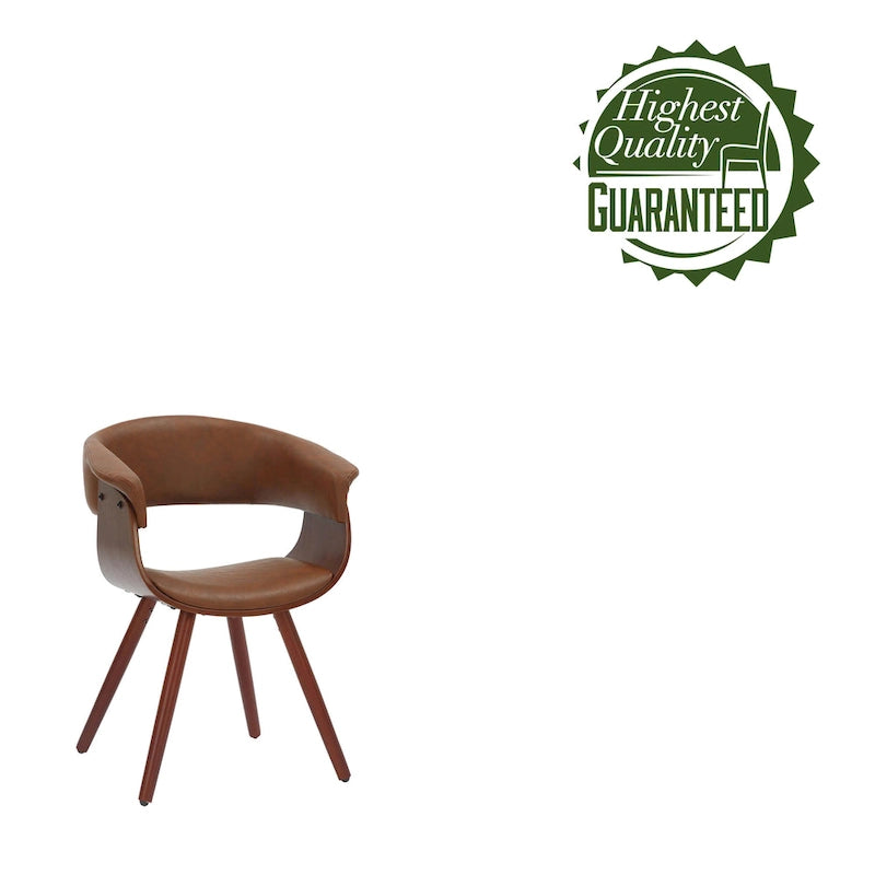 Chaise de salle à manger Zelda en similicuir d'inspiration mi-siècle avec pieds en bois
