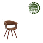 Chaise de salle à manger Zelda en similicuir d'inspiration mi-siècle avec pieds en bois