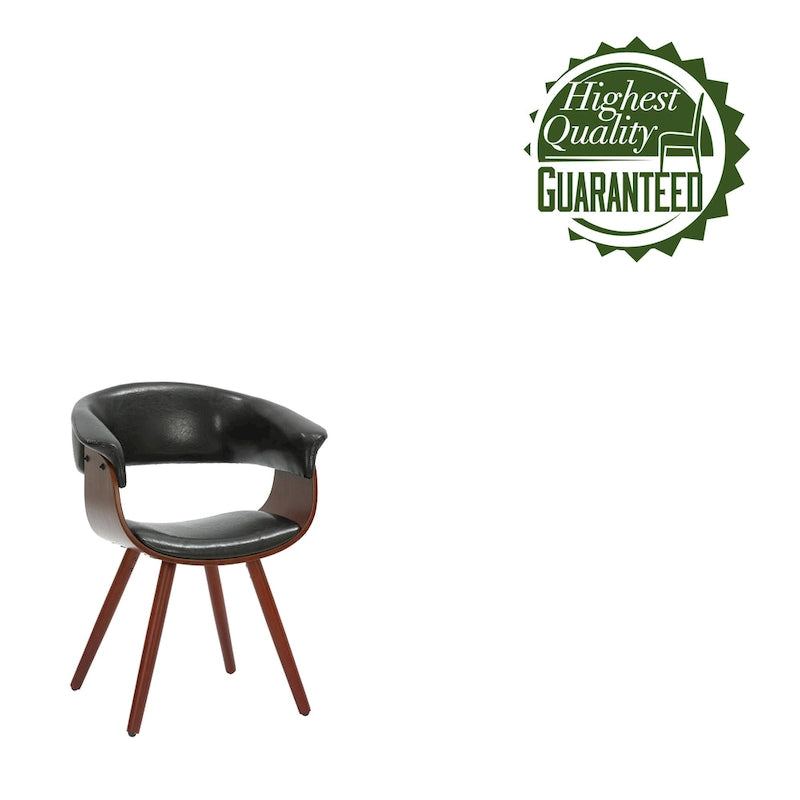 Chaise de salle à manger Zelda en similicuir d'inspiration mi-siècle avec pieds en bois