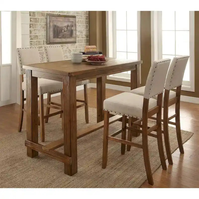 Table de bar rectangulaire en bois rustique