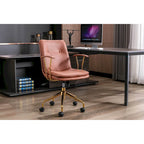  Tilly Office Chair, PU Leather, Gold Chrome Roller Base