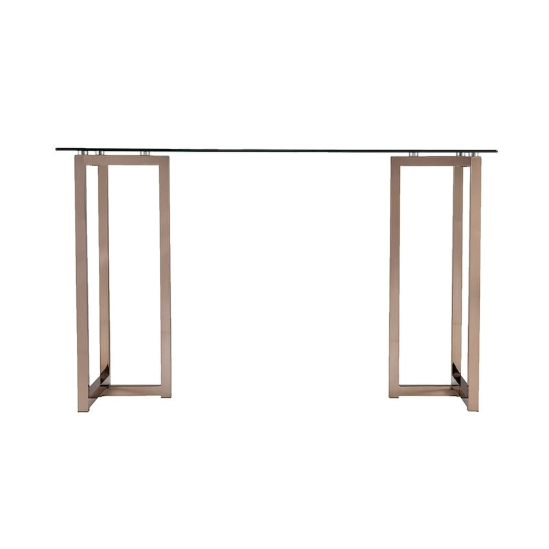 Bureau en verre et métal finition champagne