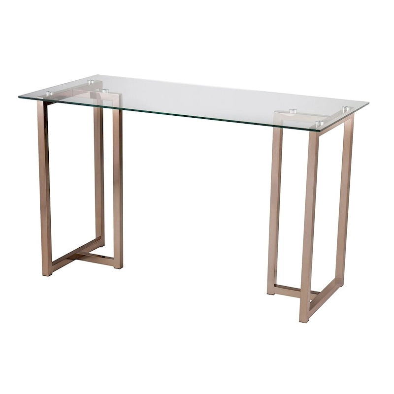 Bureau en verre et métal finition champagne