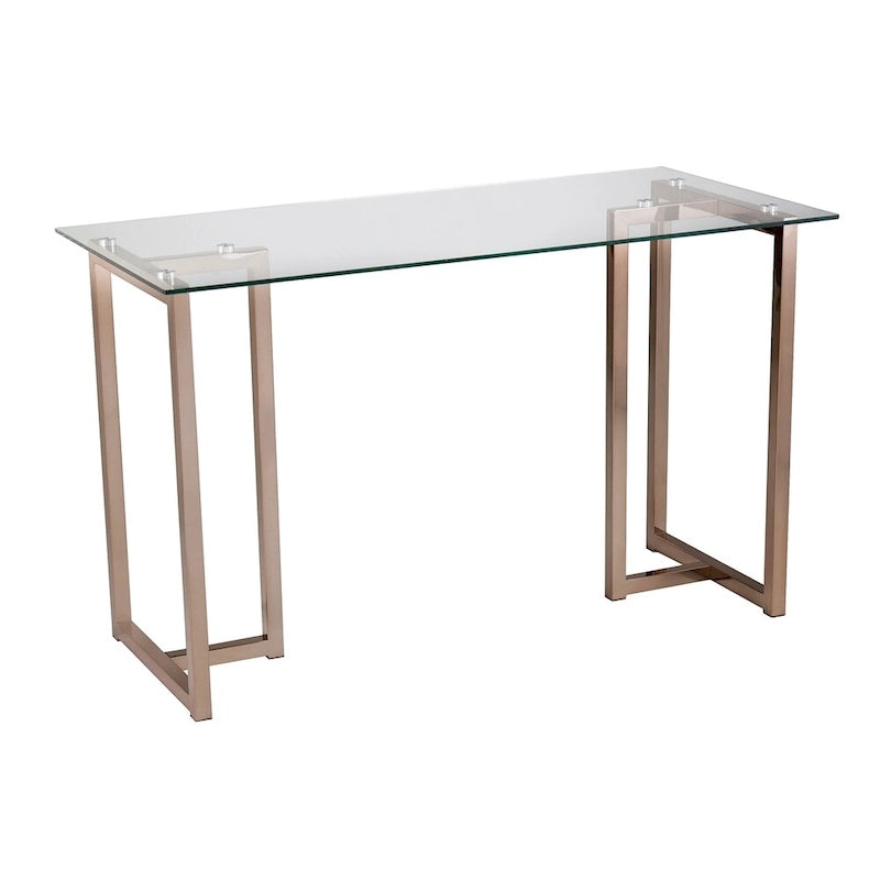 Bureau en verre et métal finition champagne