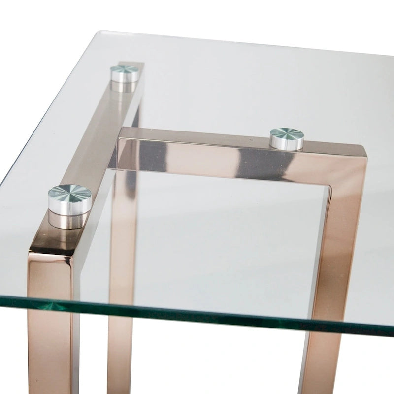 Bureau en verre et métal finition champagne
