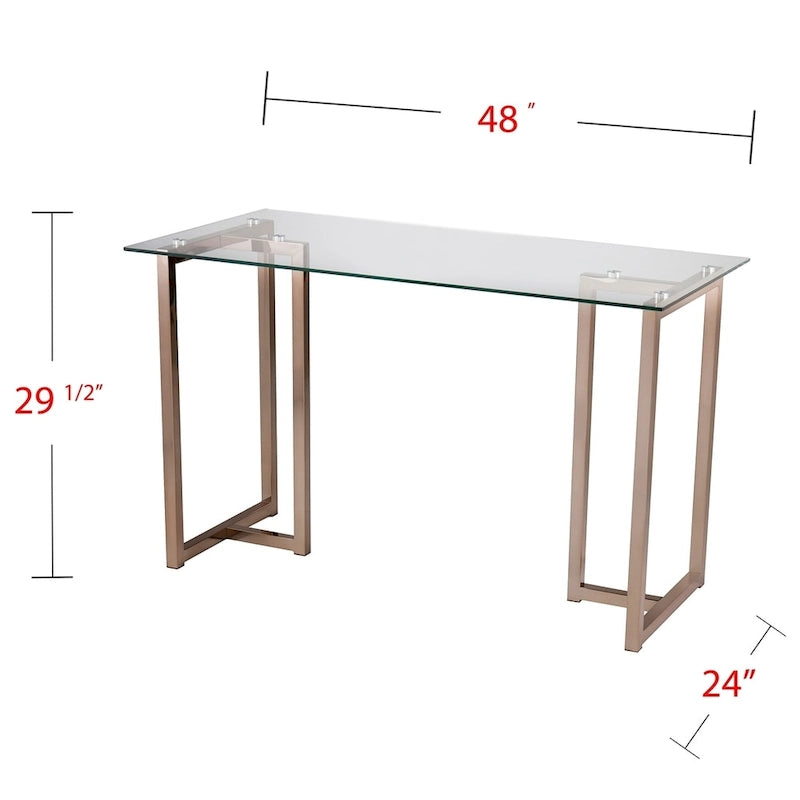 Bureau en verre et métal finition champagne