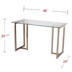 Bureau en verre et métal finition champagne