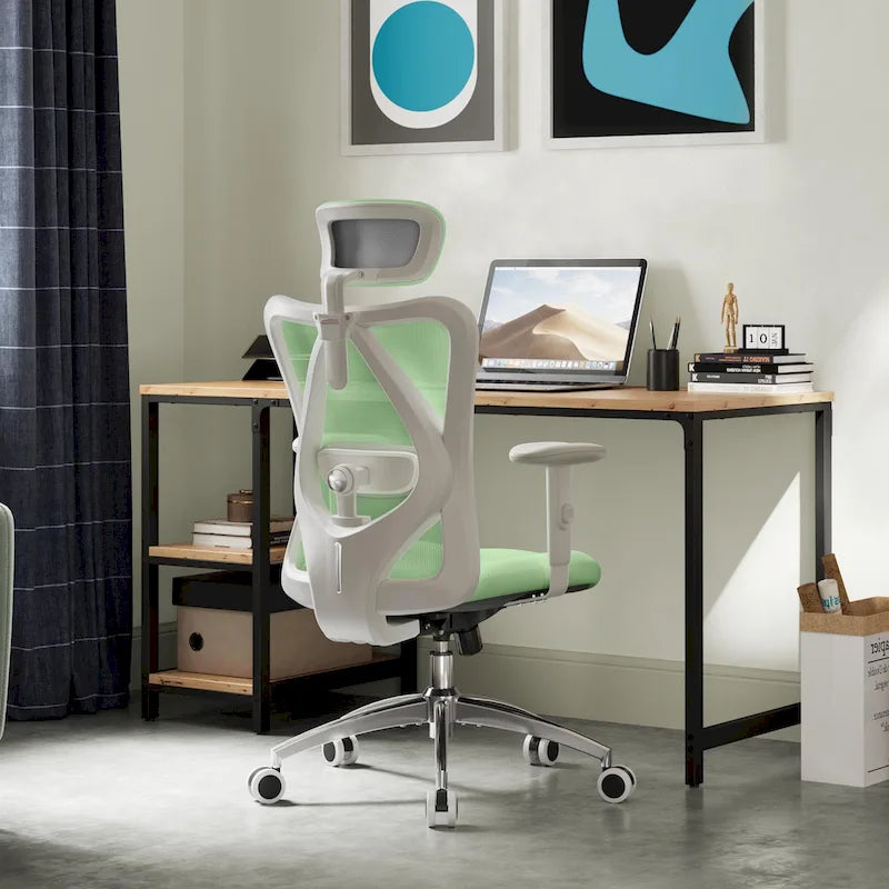 Chaise de bureau ergonomique à dossier haut avec soutien lombaire réglable, noire