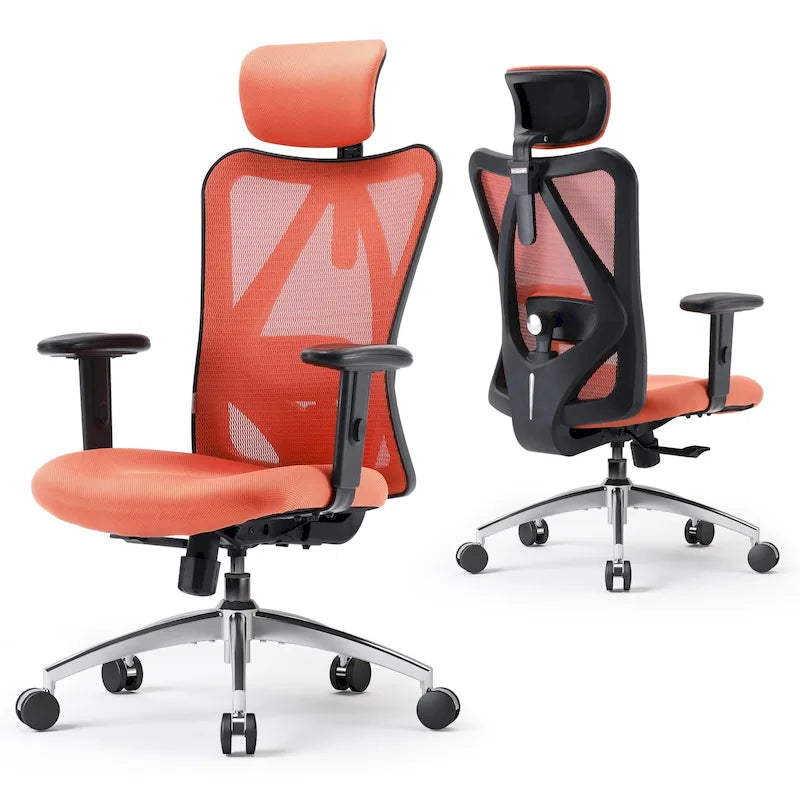 Chaise de bureau ergonomique à dossier haut avec soutien lombaire réglable, noire