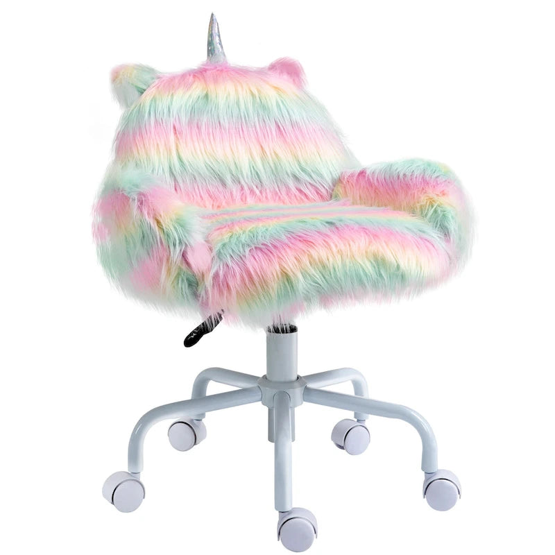 Chaise de bureau moelleuse à dossier mi-haut avec accoudoirs et base pivotante, multicolore