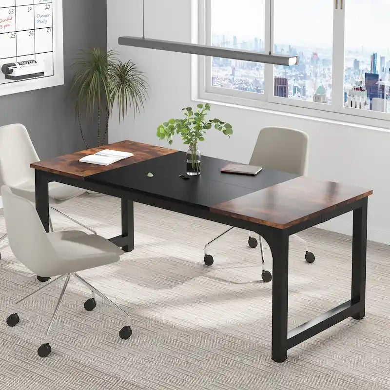 Table de conférence à piètement métallique, 180 cm (L) x 79 cm (l) x 74 cm (H)