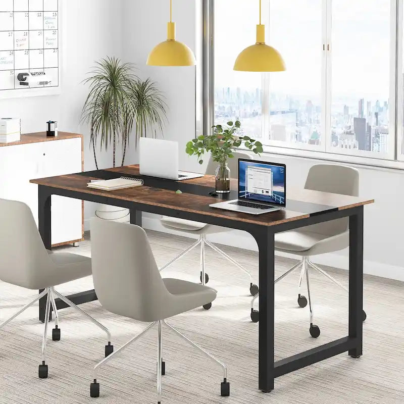 Table de conférence à piètement métallique, 180 cm (L) x 79 cm (l) x 74 cm (H)