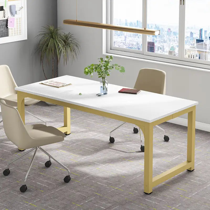 Table de conférence à piètement métallique, 180 cm (L) x 79 cm (l) x 74 cm (H)