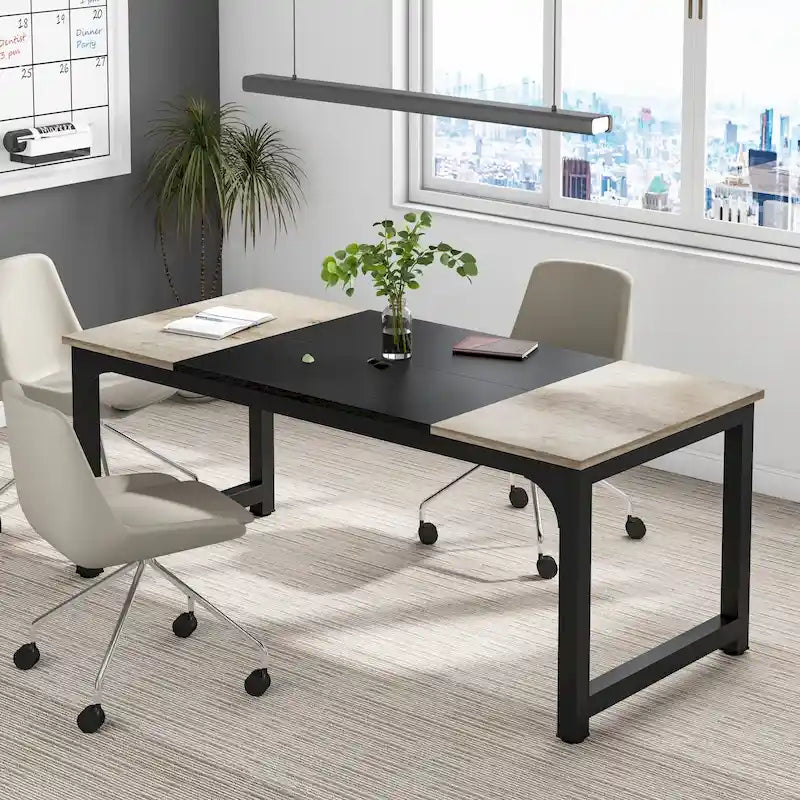Table de conférence à piètement métallique, 180 cm (L) x 79 cm (l) x 74 cm (H)