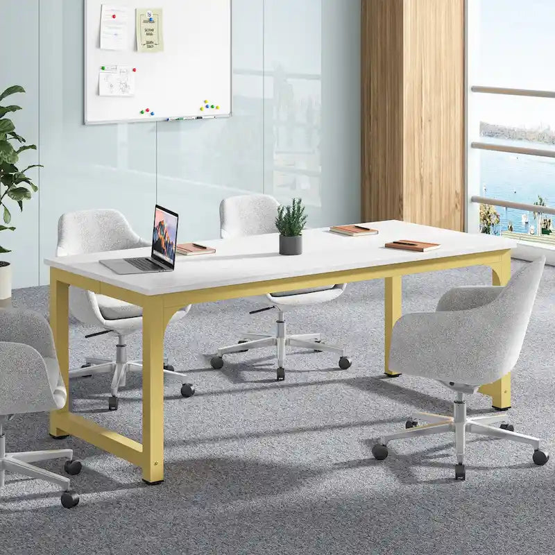 Table de conférence à piètement métallique, 180 cm (L) x 79 cm (l) x 74 cm (H)