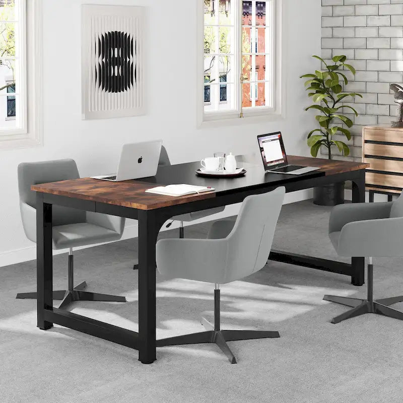 Table de conférence à piètement métallique, 180 cm (L) x 79 cm (l) x 74 cm (H)