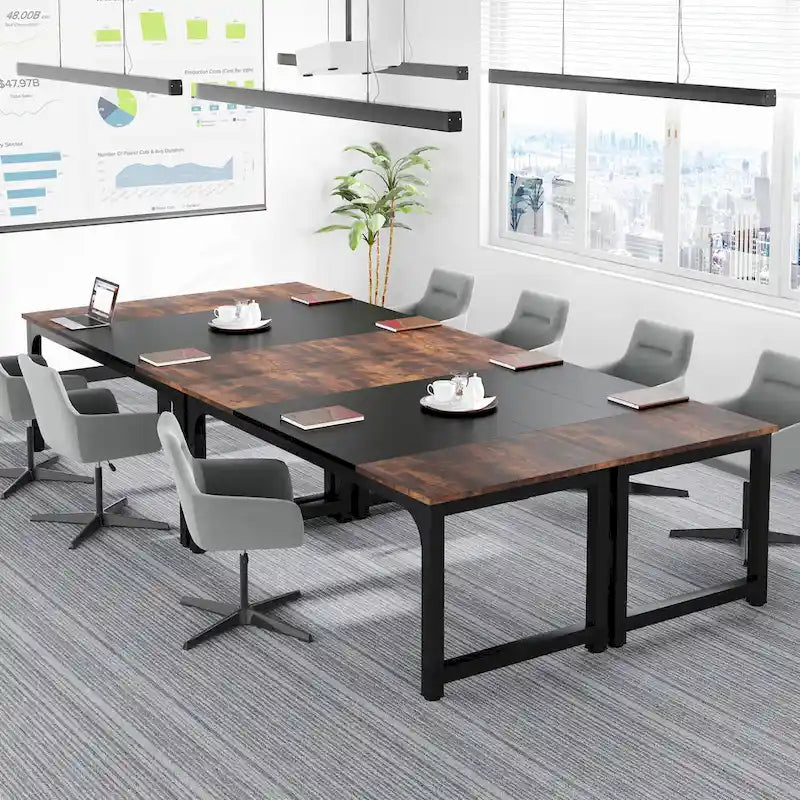 Table de conférence à piètement métallique, 180 cm (L) x 79 cm (l) x 74 cm (H)
