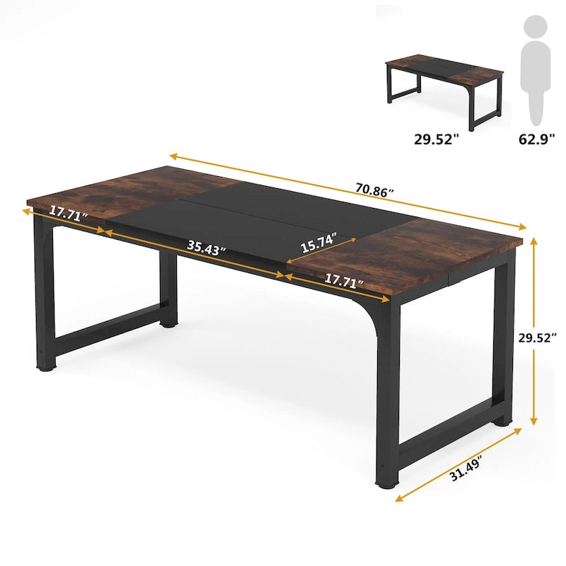 Table de conférence à piètement métallique, 180 cm (L) x 79 cm (l) x 74 cm (H)