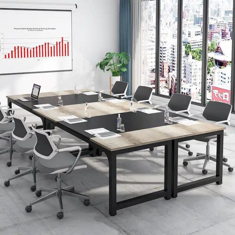 Table de conférence à piètement métallique, 180 cm (L) x 79 cm (l) x 74 cm (H)