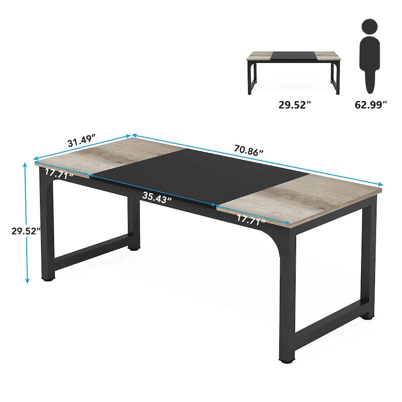 Table de conférence à piètement métallique, 180 cm (L) x 79 cm (l) x 74 cm (H)