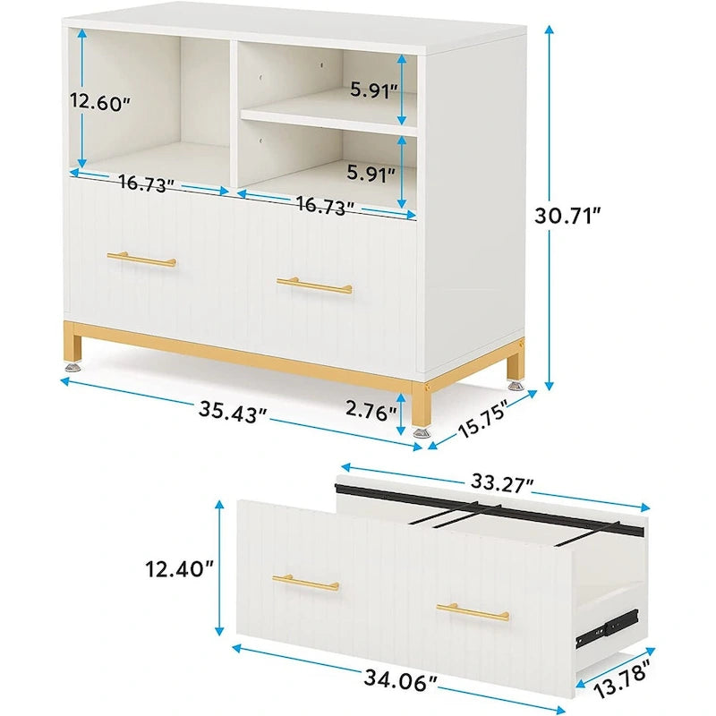 Meuble de classement avec tiroir et tringle de suspension réglable pour dossiers format Lettre et A4