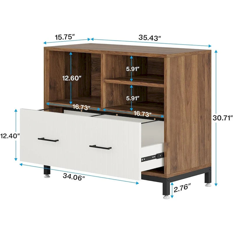 Meuble de classement avec tiroir et tringle de suspension réglable pour dossiers format Lettre et A4
