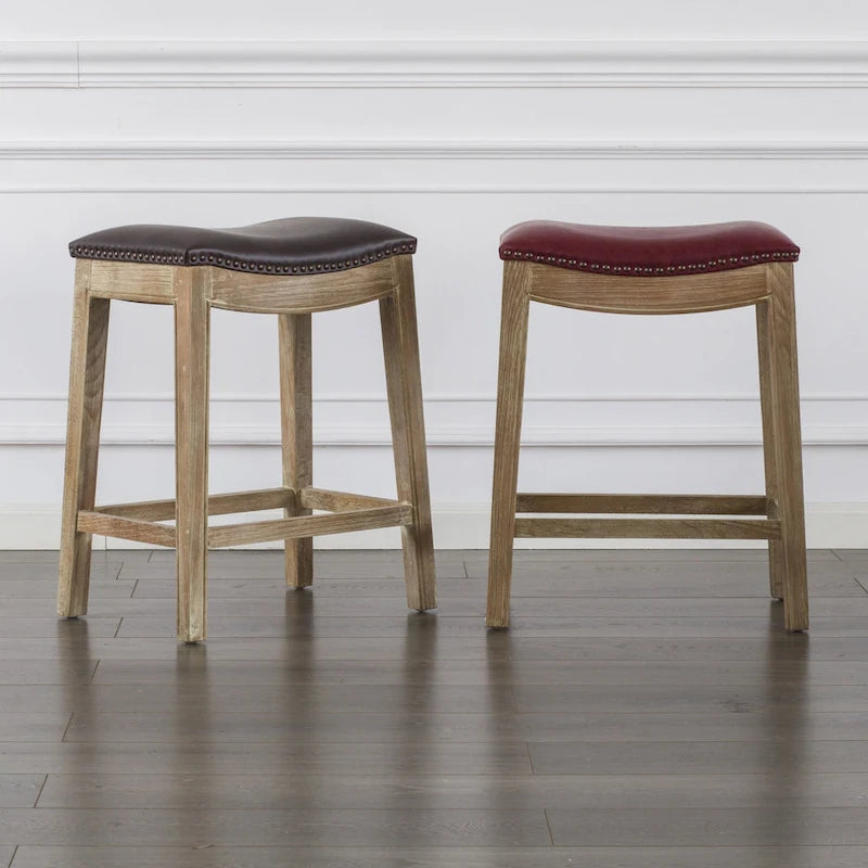 Tabouret de comptoir Elmo en cuir reconstitué
