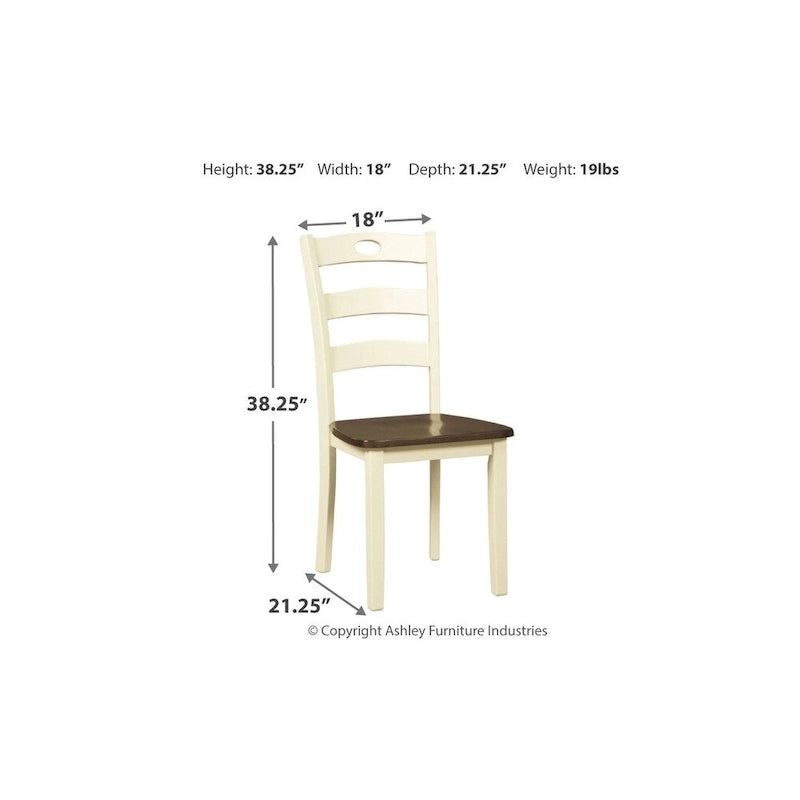Chaises de salle à manger à barreaux avec assise marron, lot de 2 - Ivoire