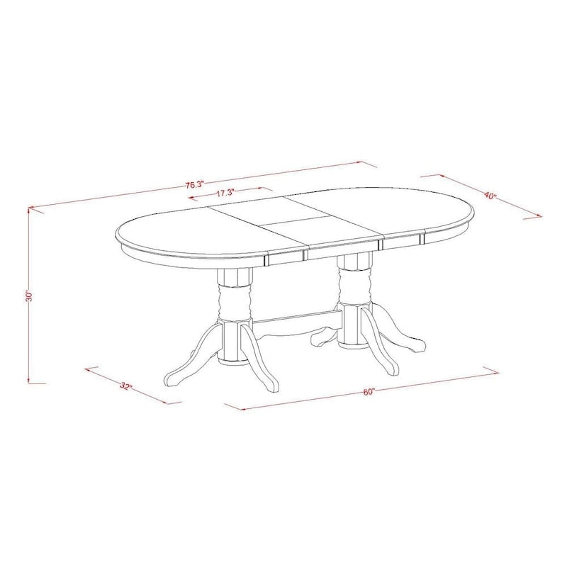 Ensemble de salle à manger ovale 5 pièces pour 4 personnes avec chaises