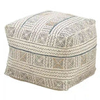 Pouf de sol avec motif abstrait en tissu bogolan